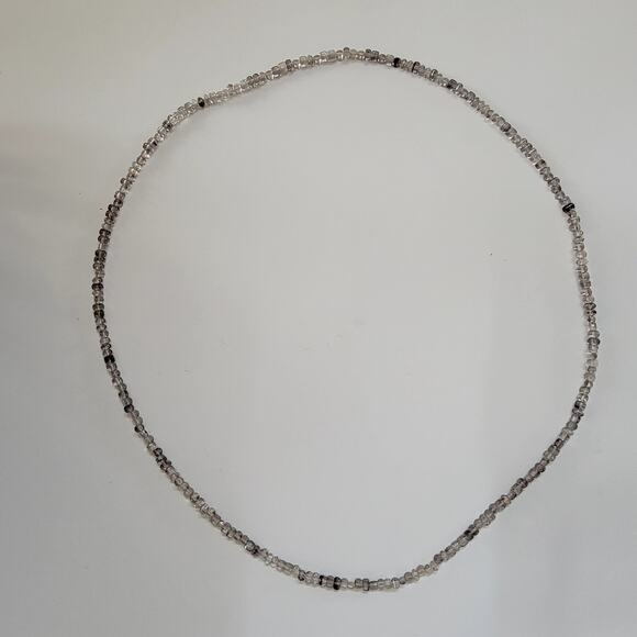 Vintage Smoky Gray Glass Beaded Necklace With Cylindrical Accents 36 Inches Long - Picture 1 of 10